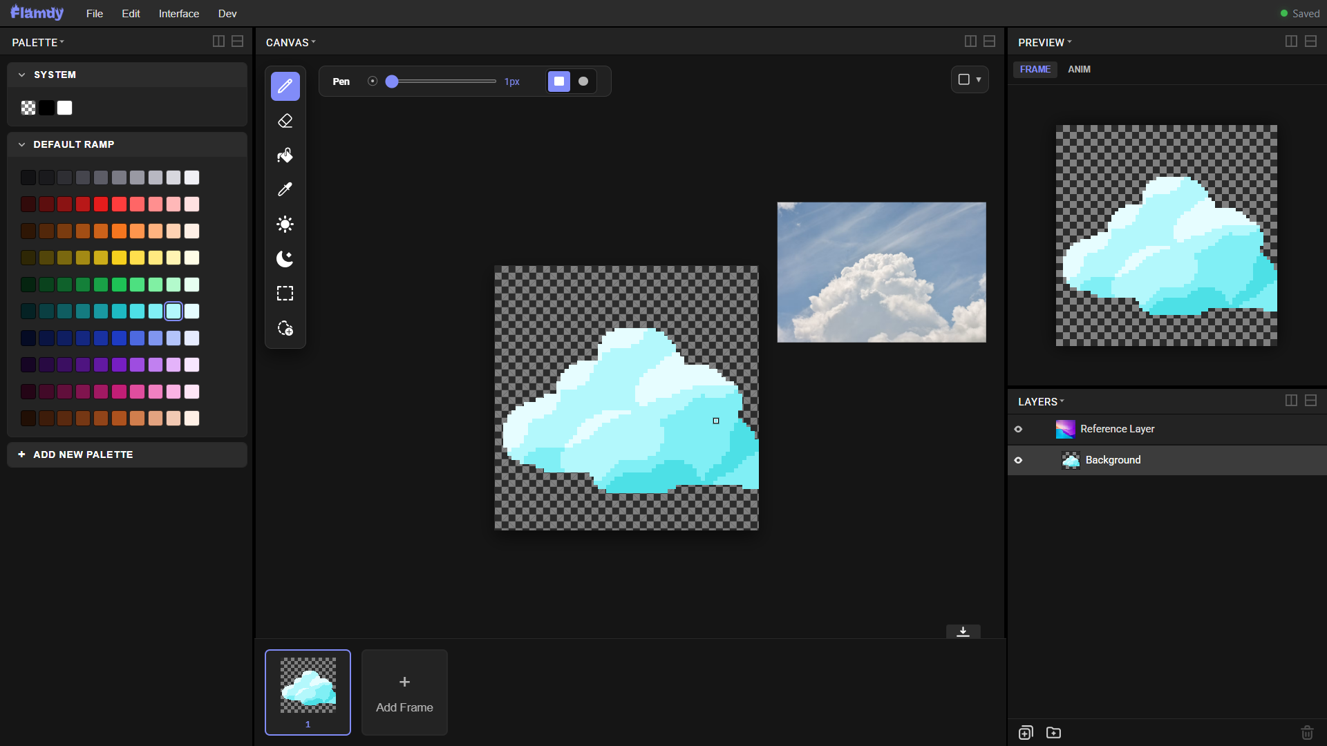 Pixel art editor interface